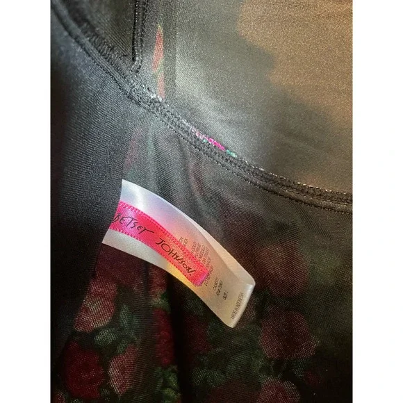 Betsey Johnson black pink floral tankini top padded wireless ruched. Size L - Picture 5 of 6